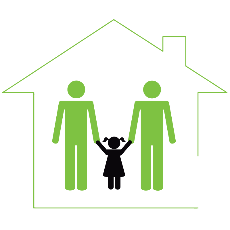 graphic of home with adopted child and parents